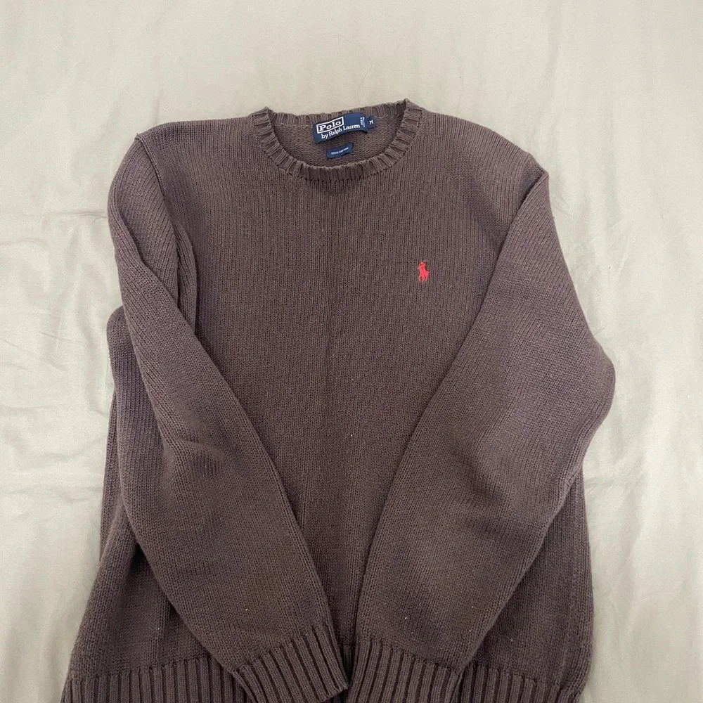Polo by Ralph Lauren Brown Crewneck Sweater with Red Pony - Picture 1 of 3